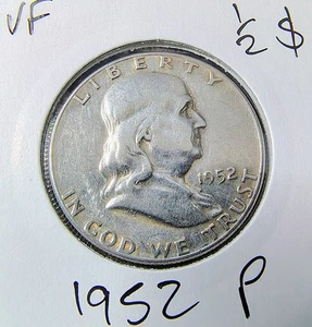 1952 P USA Silver Franklin Bell Half Dollar VF 90% Silver LessCommon - Picture 1 of 2