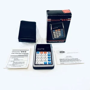 Calculadora de bolsillo Unisonic 940 de colección de 8 dígitos con caja, manuales - ¡ENVÍO GRATUITO! - Imagen 1 de 3