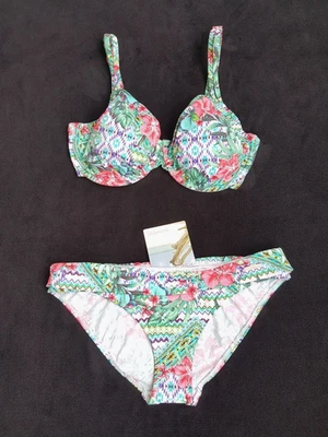 Sunseeker Bikini-Set EUR 38F C/D Bikini-Oberteil Top Bikinihose Blumen bunt NEU - Bild 1 von 4