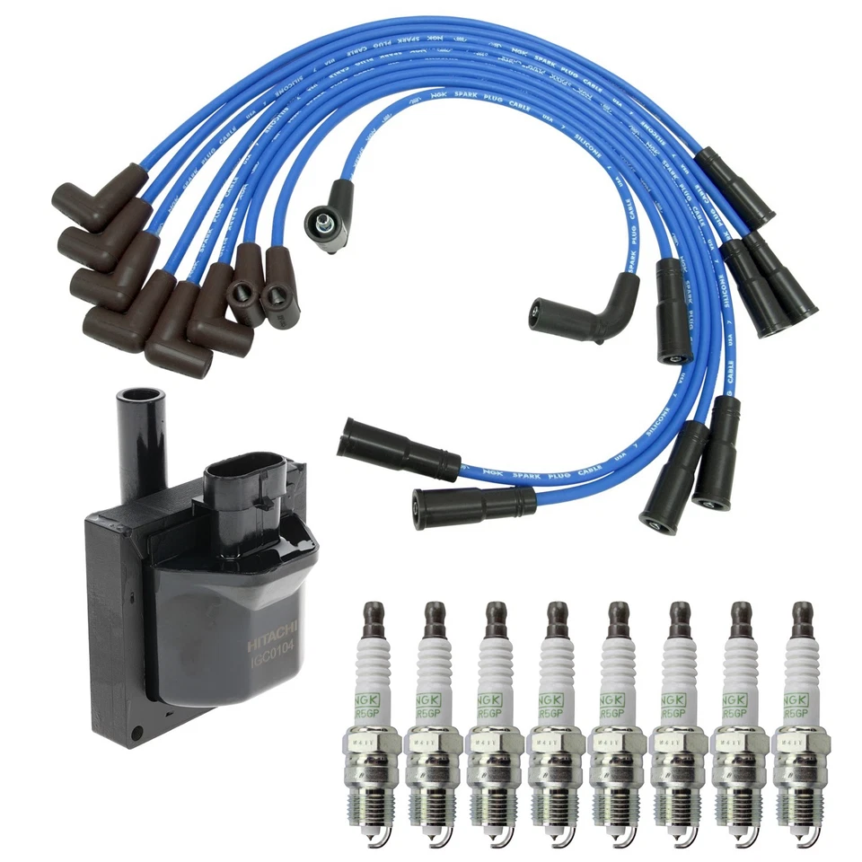 Kit de juego de bujías y cables Hitachi Bobina de encendido NGK 8 G-Power para P30 5,7 V8 Foto 1 de 1