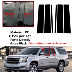 Decal Covers 6pc Set Pillar Posts Trim Fit For GMC Yukon CHEVY Tahoe 2015-2020 - Imagen 1 de 12