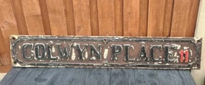 Victorian Street sign Original Colwyn Place Cast Iron Antique Vintage Sign - Picture 1 of 9