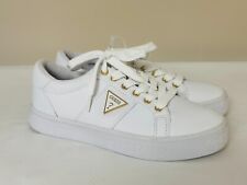 GUESS ASTRAY WHITE / GOLD LEATHER LACE UP SNEAKERS SHOES US 5.5 EU 35.5 / 36