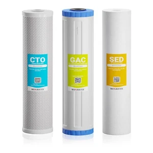 Whole House Replacement Water Filter Set Carbon CTO GAC Sediment 5um 4.5" x 20" - Picture 1 of 9