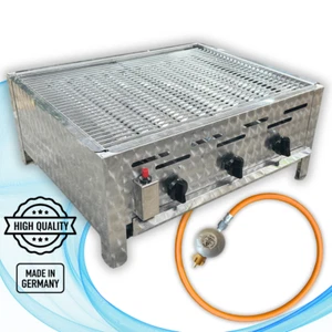 Edelstahl Gastrobräter 3 flammig Gastro Gasgrill mit Rost 10,8 kW Gas Bräter - Bild 1 von 7