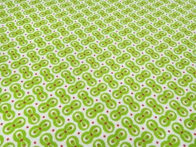 Stoff Baumwolle Popeline Tante Ema Ornamente Punkte grün weiß rot Kleiderstoff - Bild 1 von 4