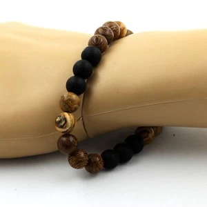 Armband Jaspis Landschaft + Schwarz Onyx Matt + Holz - Bild 1 von 7