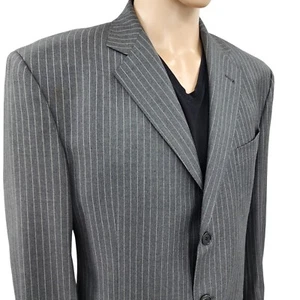 Lubiam Mens Made In Italy Gray Pinstripe 2-Piece Wool Suit 43R - Picture 1 of 18