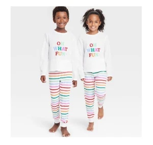 Wondershop Girls Striped Thermal Christmas "Oh What Fun" Pajama Set Size M(8) - Picture 1 of 1