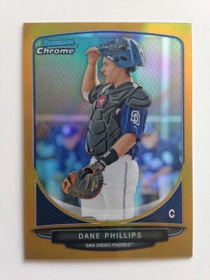 2013 Bowman Chrome Mini Gold Refractor Dane Phillips Padres #289 36/50 Low S&H - Image 1 of 2