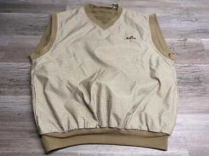 Vintage Augusta Golf Vest Pullover Houndstooth Lined Mens Size Large Tan Beige - Picture 1 of 7