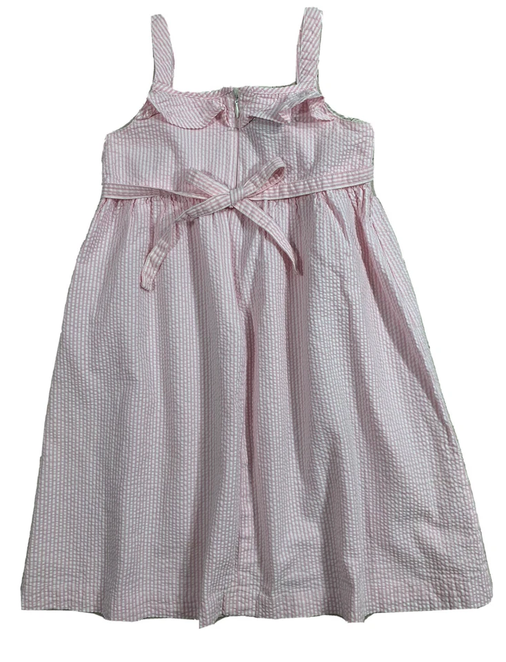 Vestido de verão Chaps rosa feminino tamanho 6X Seersucker sem mangas - Imagem 1 de 4
