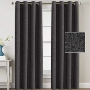 Texture Blackout Curtain 84 Inches Long, 1 Panel, Charcoal Gray, Grommet 52 x 84 - Picture 1 of 4