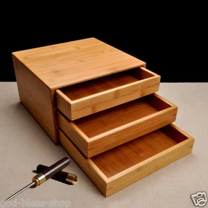 Bamboo Box For Pu'er Tea Storage Box For Pu'er Tea Cake Tea Drawer One/Two Layer - Picture 1 of 12