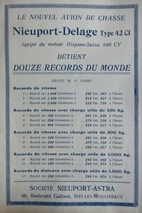 10/1925 PUB NIEUPORT ASTRA AVION DELAGE TYPE 42 C.I 12 RECORDS DU MONDE AD - Picture 1 of 1