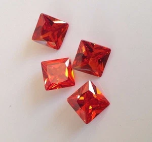 Zirkonia im Prinzessschliff orange/rot 3x3-4x4-5x5-6x6-8x8-10x10 mm CZ-AAA-USA - Bild 1 von 13