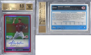 2009 Bowman Draft Prospects Chrome Red Refractor /5 Mike Leake BGS 9.5 Auto
