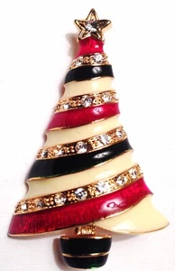 🔥 Eisenberg Eis Strass Vintage Neu Signiert Weihnachten Emaille Baum Brosche Anstecknadel - Bild 1 von 2