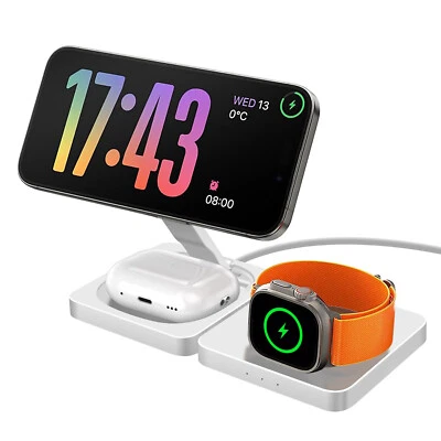Cargador inalámbrico 3 en 1 estación de carga rápida para Apple Watch S10 iPhone 16 15 14 Foto 1 de 4