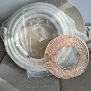 50 feet | 3/8 x 3/4 x 1/2 inch EZ Pull White Insulated HVAC Copper Line Set - Picture 1 of 4