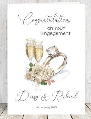 SYLVI DEL ART Personalised Engagement Card A5 Size Congratulations on your engagement
