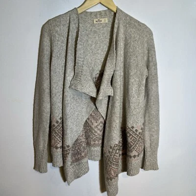 Cárdigan Suéter Hollister Para Mujer Pequeño Frente Abierto Azteca Beige Rosa Cascada Foto 1 de 4