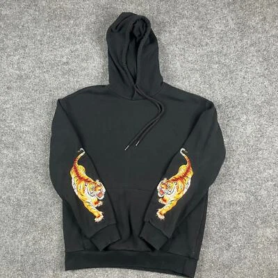  Moletom Forever 21 masculino com capuz tamanho M preto bordado pulôver tigre Y2K - Imagem 1 de 4