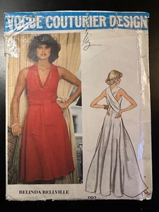1975 Vogue 1192 Couturier Design V Neck Cross Back Evening Dress sz 10 UC & FF - Picture 1 of 5