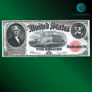 1917 $2 Dollar Legal Tender Note, BRACELLET REVERSE, Very Fine++, 34831 - Picture 1 of 2