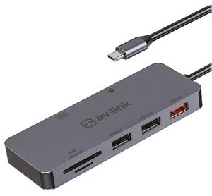 Av:link 500.107UK 7 port USB3.2 Type-C Multi-Hub, SD Reader – Travel Multi-Hub - Picture 1 of 4