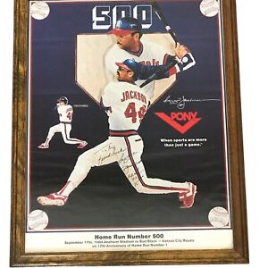 Reggie Jackson Hand Signed Autographed Home Run # 500 Poster Provenance 1984