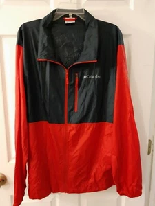 Columbia Red & Navy Lightweight Water Resist Packable Rain Jacket Mens Size XL - Picture 1 of 7