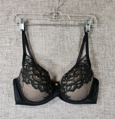 Sujetador Natori Flora Contour Talla 36D Gris Carbón Con Aros Encaje 721150 Foto 1 de 4