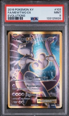 2016 POKEMON XY EVOLUTIONSFULL ART/MEWTWO EX 103 PSA9 - Image 1 of 2