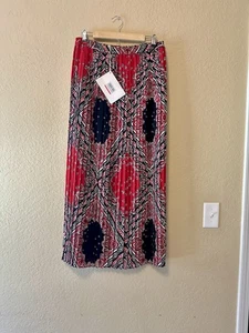 MICHAEL MICHAEL KORS Pleated Bandana-Print Red Currant Maxi Skirt NWT Sz Medium - Picture 1 of 9