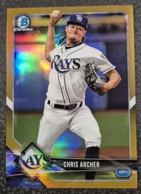 2018 Bowman Chrome — Chris Archer No63 золотистая переливающаяся карточка /50 - Изображение 1 из 2