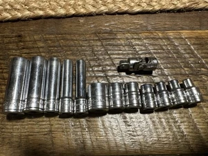 Vintage S-K 13pc 1/4” Drive SAE 6pt Socket Set w/ Deep & Shallow + Swivel USA - Picture 1 of 11