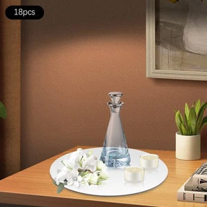 18Pcs Round Mirror Candle Plate Set Circle Mirror Trays Mirror Centerpiece NEW - Picture 1 of 17