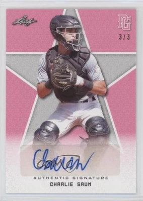 2020 Leaf Perfect Game National Showcase Pink /3 Charlie Saum #BA-CS3 Auto - Image 1 of 2