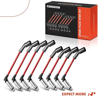 Juego de 8 cables de encendido de bujía de alto calor compatibles con Chevrolet Chevy GMC Foto 1 de 4