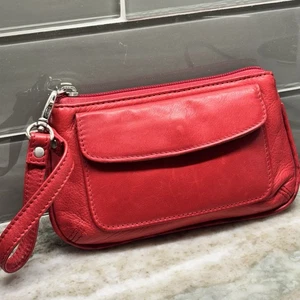 Osgoode Marley Red Leather Wristlet Wallet 7.5” A+ Condition Phone Cash Cards - Picture 1 of 13