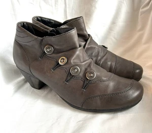 Remonte Dorndorf Schuhe 40 US 9 Bootie Leder Reißverschluss Stiefelette Knopf taupe - Bild 1 von 9