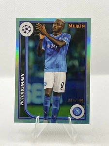 2023-24 Topps Merlin UEFA Victor Osimhen Aqua Refractor 44/199 #124 SSC Napoli - Picture 1 of 2
