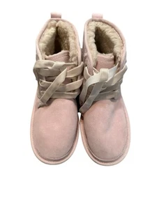 New UGG Neumel Suede Sheepskin Chukka Ankle Boots Shoes Pink sz 6 Y 7.5-8 Women - Picture 1 of 8