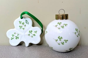 Paar Vintage Royal Tara Irland Keramik Ornamente Kleeblatt irisches Kleeblatt - Bild 1 von 2