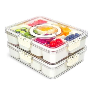 Divided Serving Tray with Lid and Handle - 8 Compartment Snackle Box Charcute... - Picture 1 of 7
