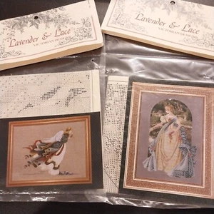 2 gráficos de diseños victorianos de lavanda y encaje - encaje de la reina Ana, ángel de luz - Imagen 1 de 6