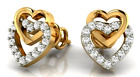 Valentinstag 0.60ct Natürlicher Diamant 14k Gelbgold Stud Hochzeit Herz Ohrringe