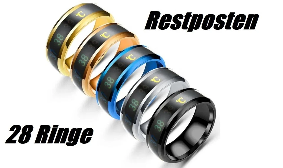 Restposten Modeschmuck 28 St. Smartringe Körpertemperatur Edelstahl - Bild 1 von 1