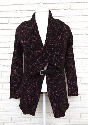 Michael Kors开衫女式中号毛衣黑色粉红色针织宽领 — 第 1/4 张图片